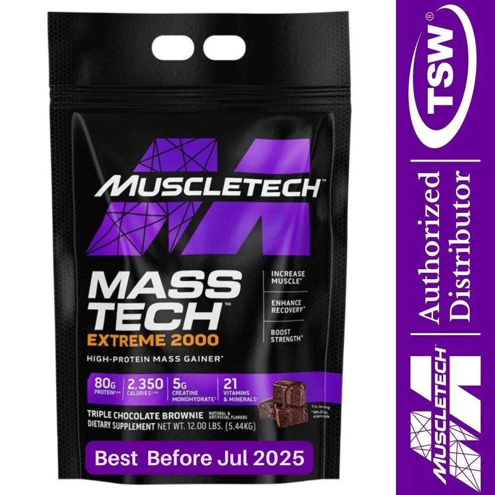 MuscleTech Mass Tech Extreme 2000 Mass Gainer 12 lbs (Exp Jul 2025 to Jan 2026)