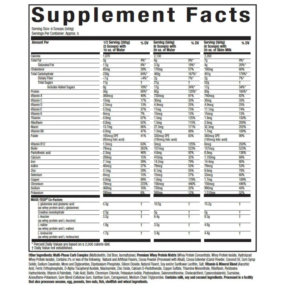MuscleTech Mass Tech Extreme 2000 Mass Gainer 6 lbs (Exp 2026)
