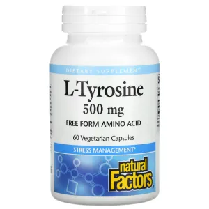 Natural Factors L-Tyrosine, 500 Mg, 60 Vegetarian Capsules