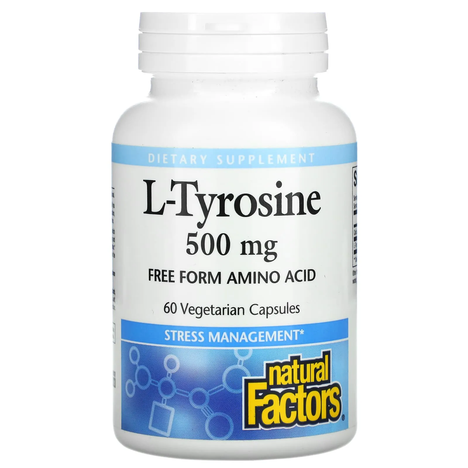 Natural Factors L-Tyrosine, 500 Mg, 60 Vegetarian Capsules