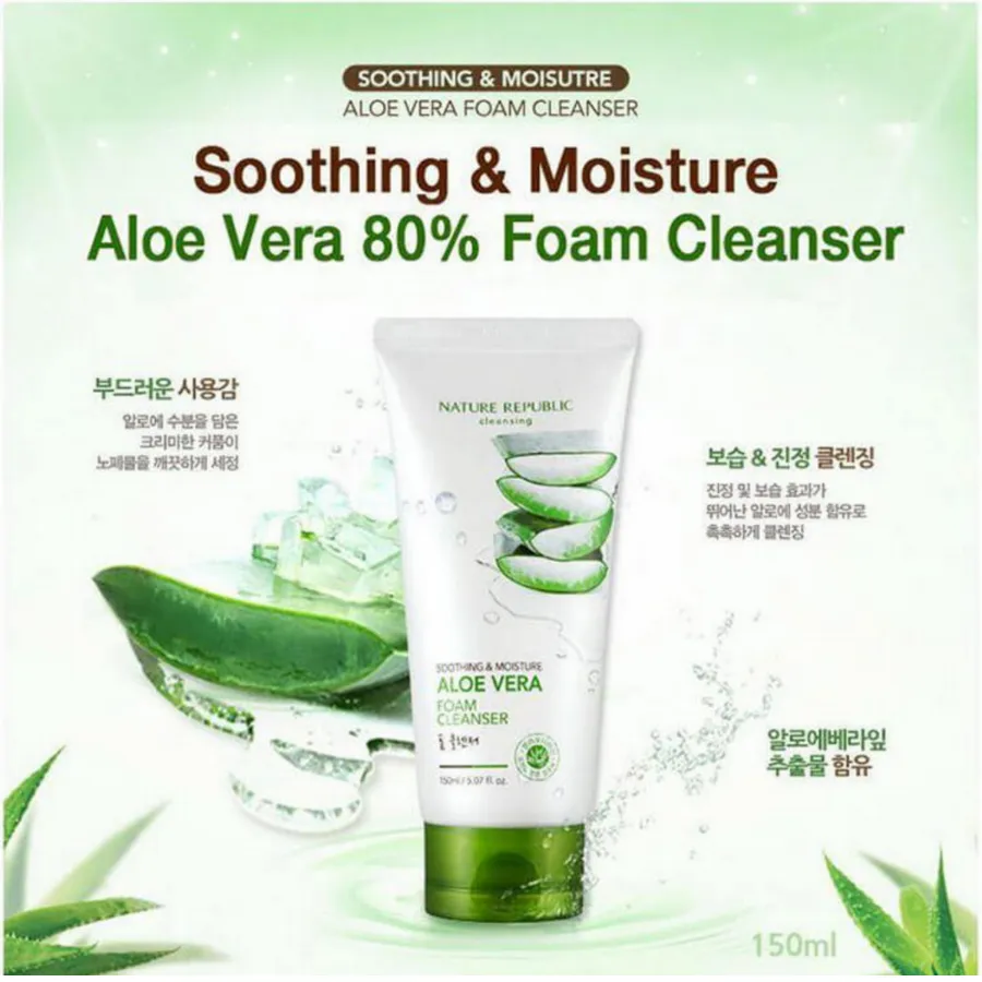 NATURE REPUBLIC Soothing & Moisture Aloe Vera Foam Cleanser, 150ml/ 5.07fl.oz