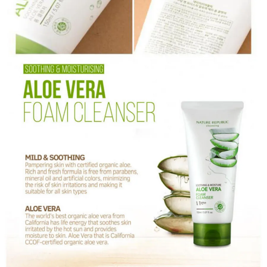 NATURE REPUBLIC Soothing & Moisture Aloe Vera Foam Cleanser, 150ml/ 5.07fl.oz