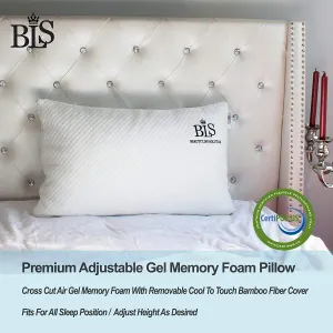 New in package! King Diamond ADJUSTABLE Loft Cooling Gel Shredded Memory Foam Pillow - CertiPUR-US® Reduce Neck And Back Pain - Pillows For Sleeping - One King Pillow (King 19"x34")