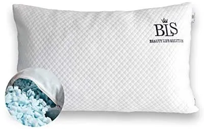 New in package! King Diamond ADJUSTABLE Loft Cooling Gel Shredded Memory Foam Pillow - CertiPUR-US® Reduce Neck And Back Pain - Pillows For Sleeping - One King Pillow (King 19"x34")