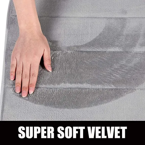Olanly Memory Foam Soft Bath Mats Non-Slip Absorbent Bathroom Rugs Rubber Back Runner Mat for Kitchen Bathroom Floors 17"x47", Grey