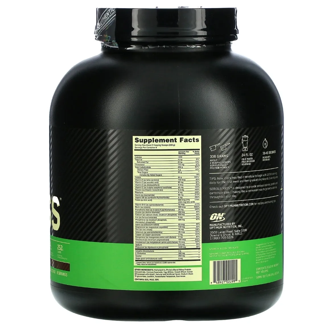 Optimum Nutrition Serious Mass (6 Lbs) Chocolate EXP Mar 2026