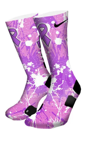Pancreatic Cancer A Splash of Purple Custom Elite Socks