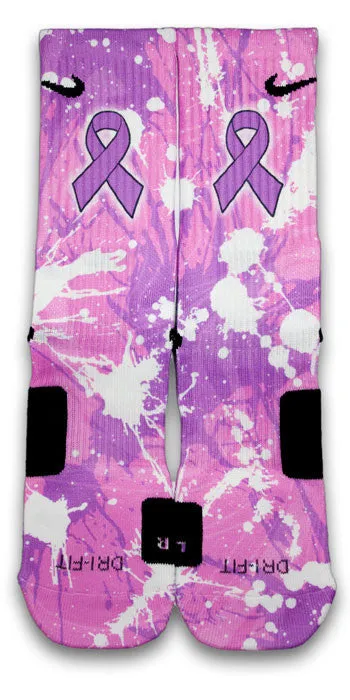 Pancreatic Cancer A Splash of Purple Custom Elite Socks