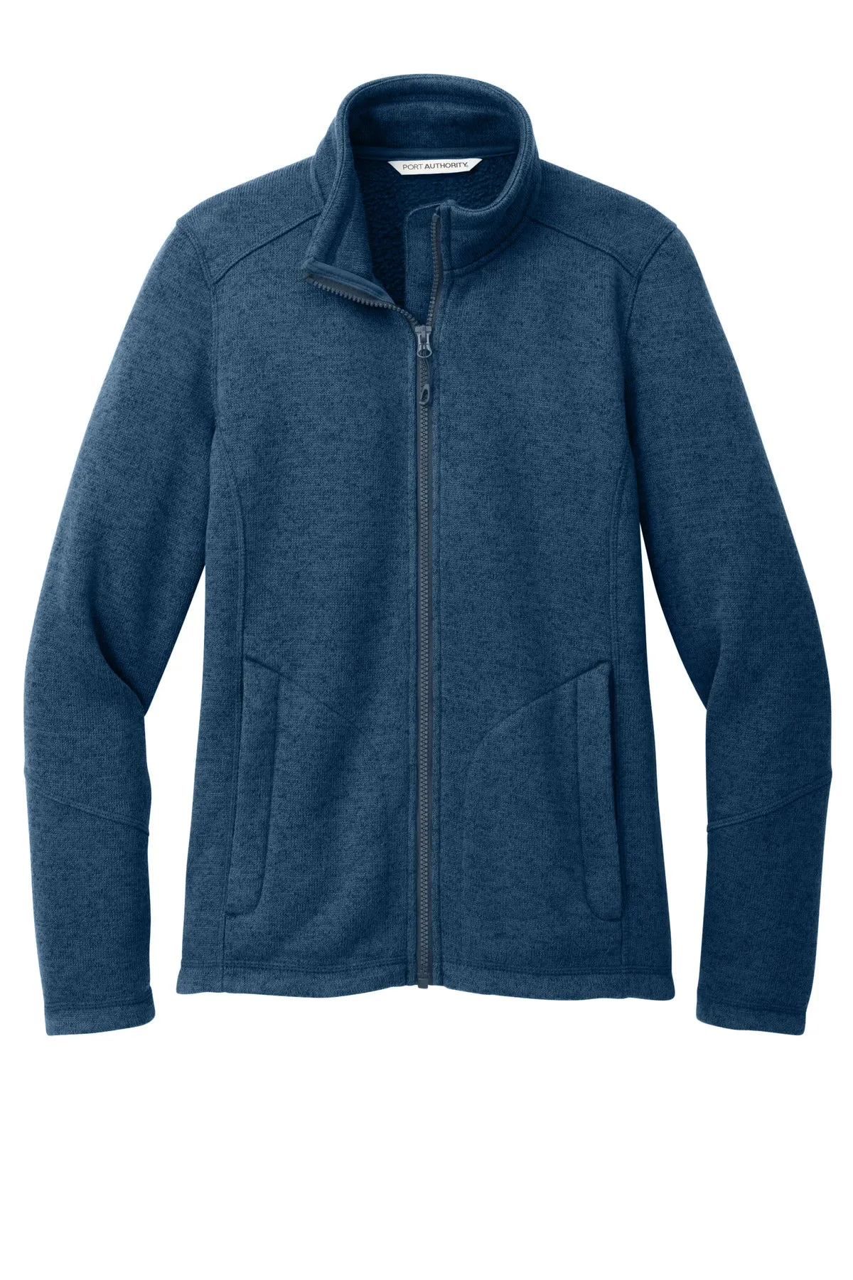 Port Authority Women's Arc Sweater Fleece Jacket L428 Insignia Blue Heather