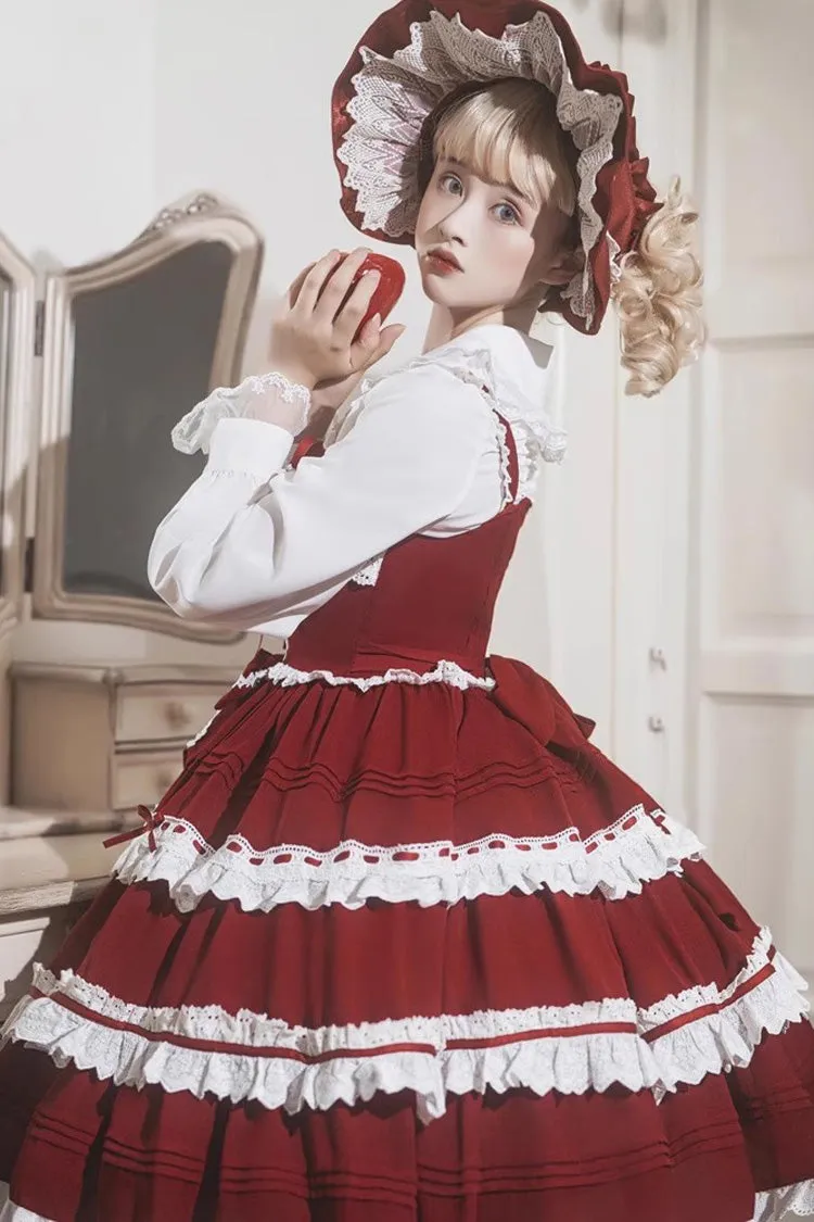 Red/White Sleeveless Multi-layer Bowknot Sweet Lolita Jsk Dress