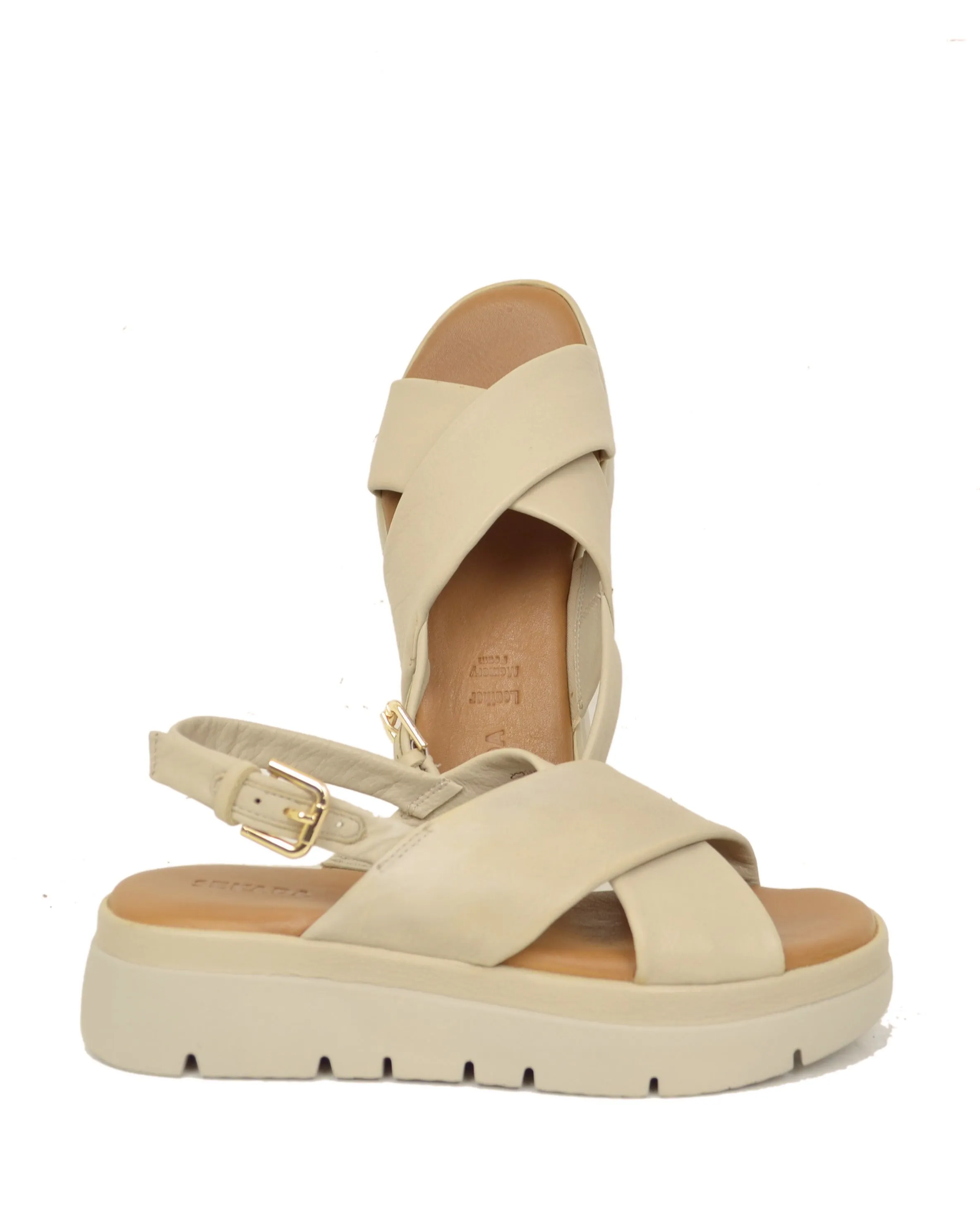 Sandali Donna Cipria con fasce incrociate e Suola in Memory Foam
