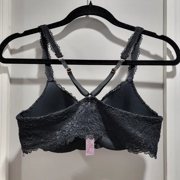 Savage X Fenty Romantic Corded Lace Front-Closure Push-Up Bra Black