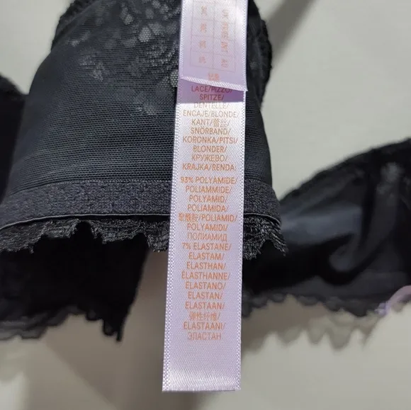 Savage X Fenty Romantic Corded Lace Front-Closure Push-Up Bra Black