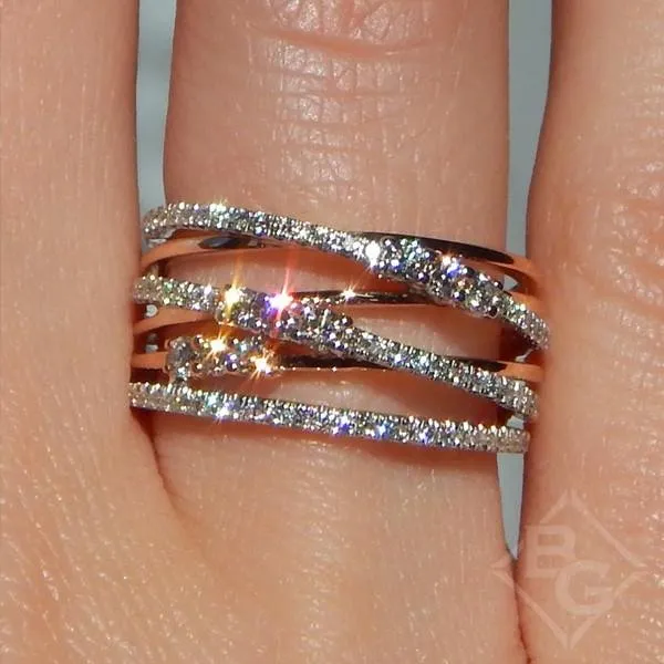 Simon G. 18K Rose Gold Multi-Layer Diamond Ring