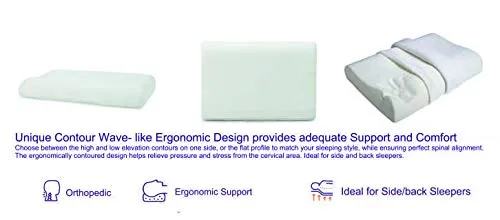 Sleep Ninja Memory Curve White Pillow 24" X 16" for Back and Neck Support - Set of 2
