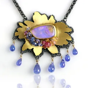 Sold! Boulder Opal Daisy with Tanzanite Drops