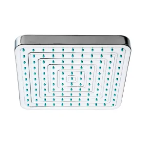 Square Rainfall Showerhead with Decorative Face and Rubber Nozzle Tips