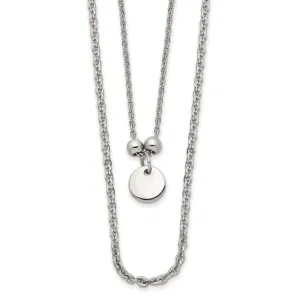 Stainless Steel Polished 2 Strand Small Disc 16.5in w/1.5in ext Necklace