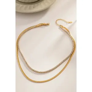 Stainless Steel Tarnish Free Rhinestone Necklace
