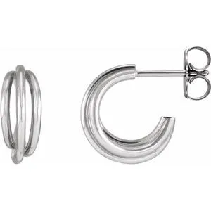 Sterling Silver Left 12 mm Hoop Earrings