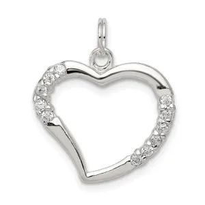 Sterling Silver Polished Multi C.Z Heart Charm