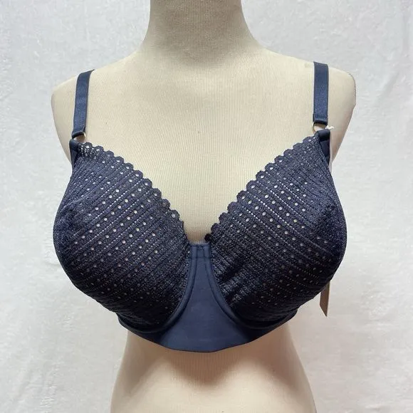 Thirdlove (40D) Eyelet Lace Balconette Blue Bra