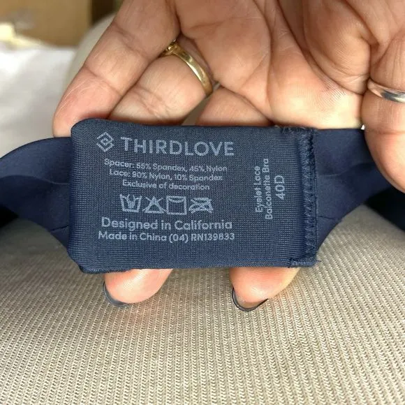 Thirdlove (40D) Eyelet Lace Balconette Blue Bra