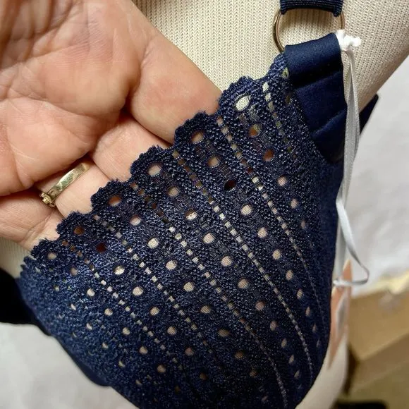 Thirdlove (40D) Eyelet Lace Balconette Blue Bra