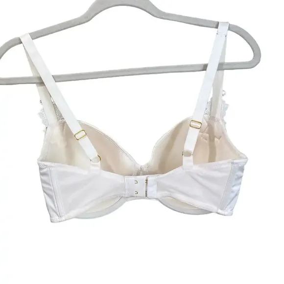 THIRDLOVE Satin Demi Bra Bridal Edition Sea Salt White Size 32F Lingerie 32DDD