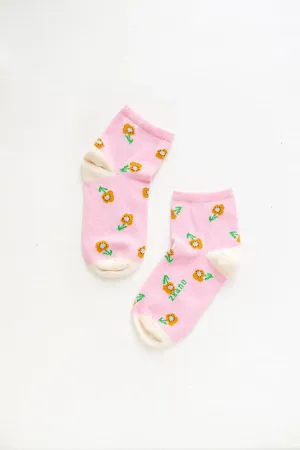 TOSSED POPPIES ANKLET SOCKS (PEONY)