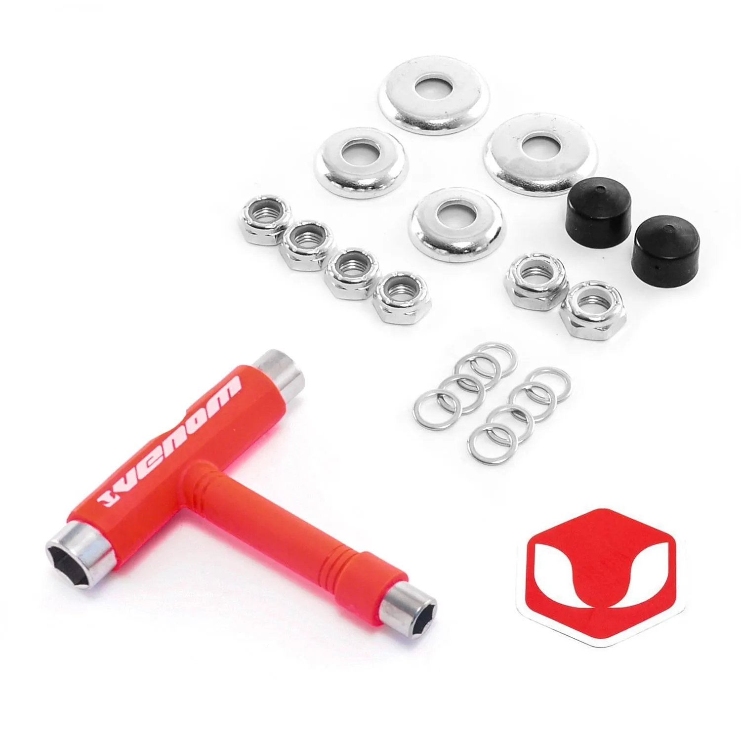 Venom Skateboards T Tool Red & Truck Rebuild Kit Gift Pack
