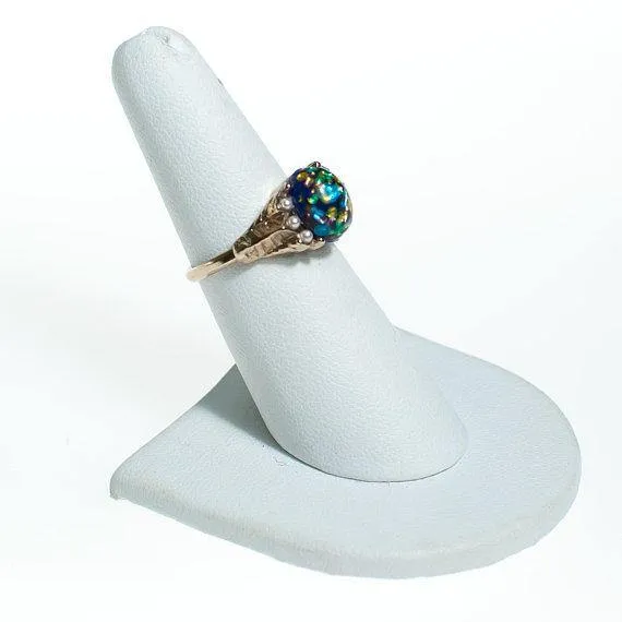 Vintage Blue Dragons Breath Opaline Statement Ring
