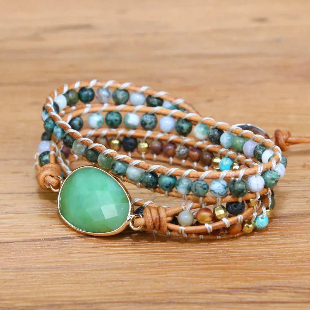 Vintage jade ornaments woven multi-layer bracelet