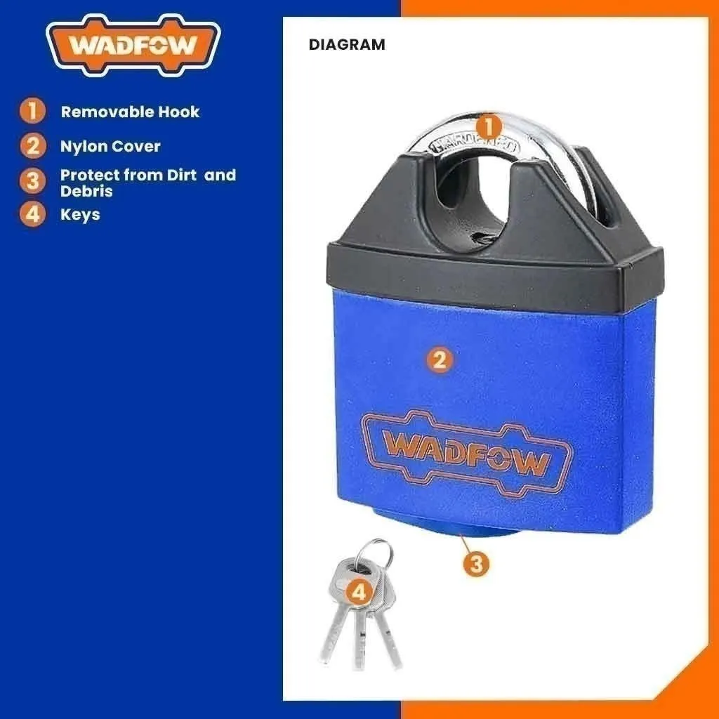 Wadfow WPDW450/WPDW465 50mm-65mm Weatherproof Laminated Iron Padlock Includes 3 Keys