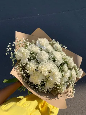 White Carnations and Baby's Breath