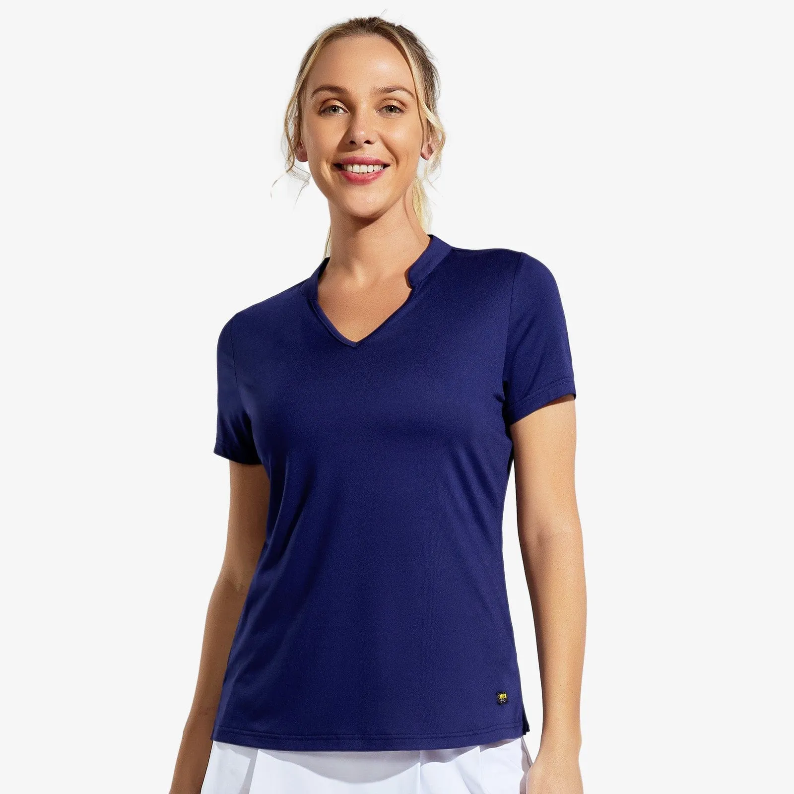 Women's Collarless Polo Shirt Quick Dry Short Sleeve Golf Shirt