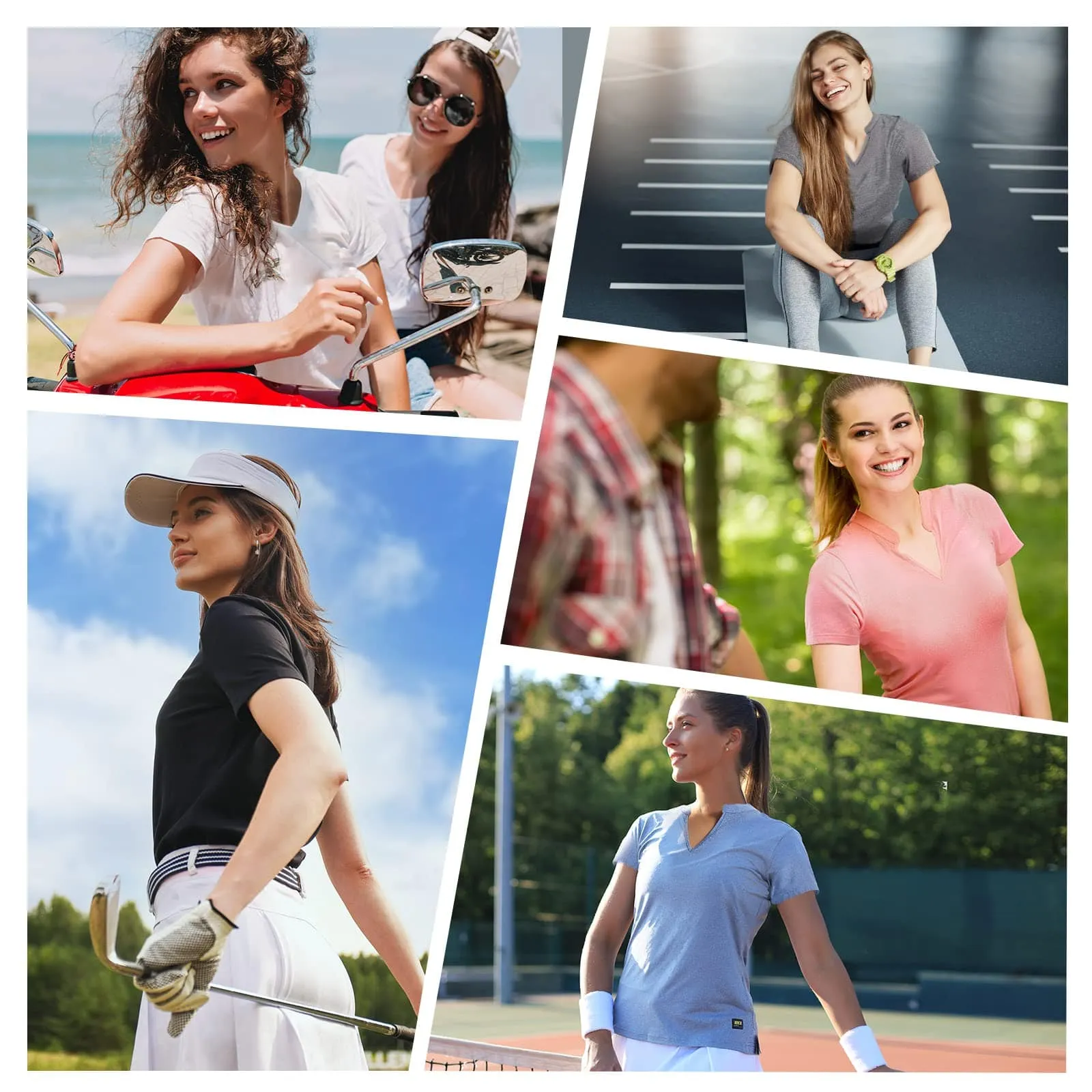 Women's Collarless Polo Shirt Quick Dry Short Sleeve Golf Shirt