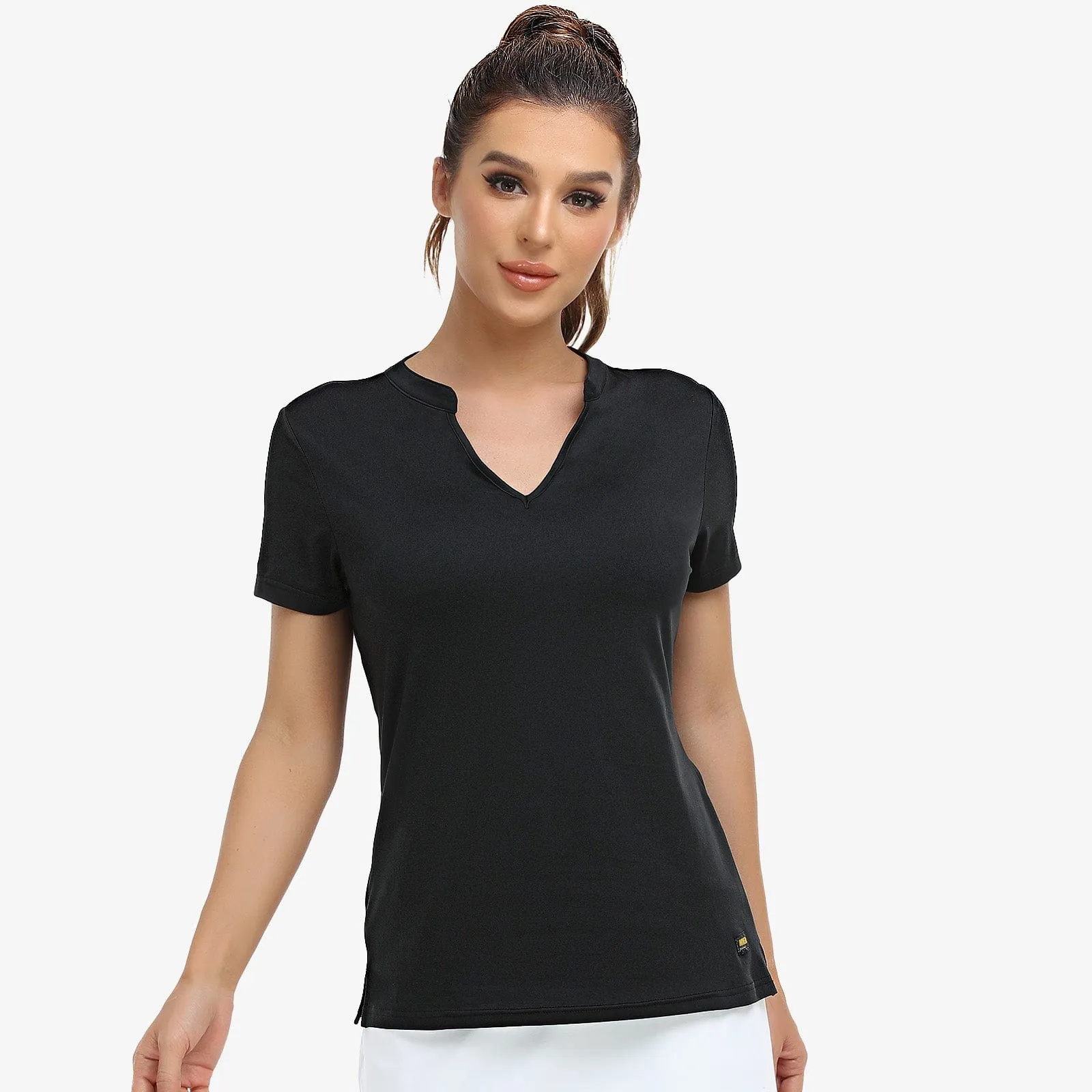 Women's Collarless Polo Shirt Quick Dry Short Sleeve Golf Shirt
